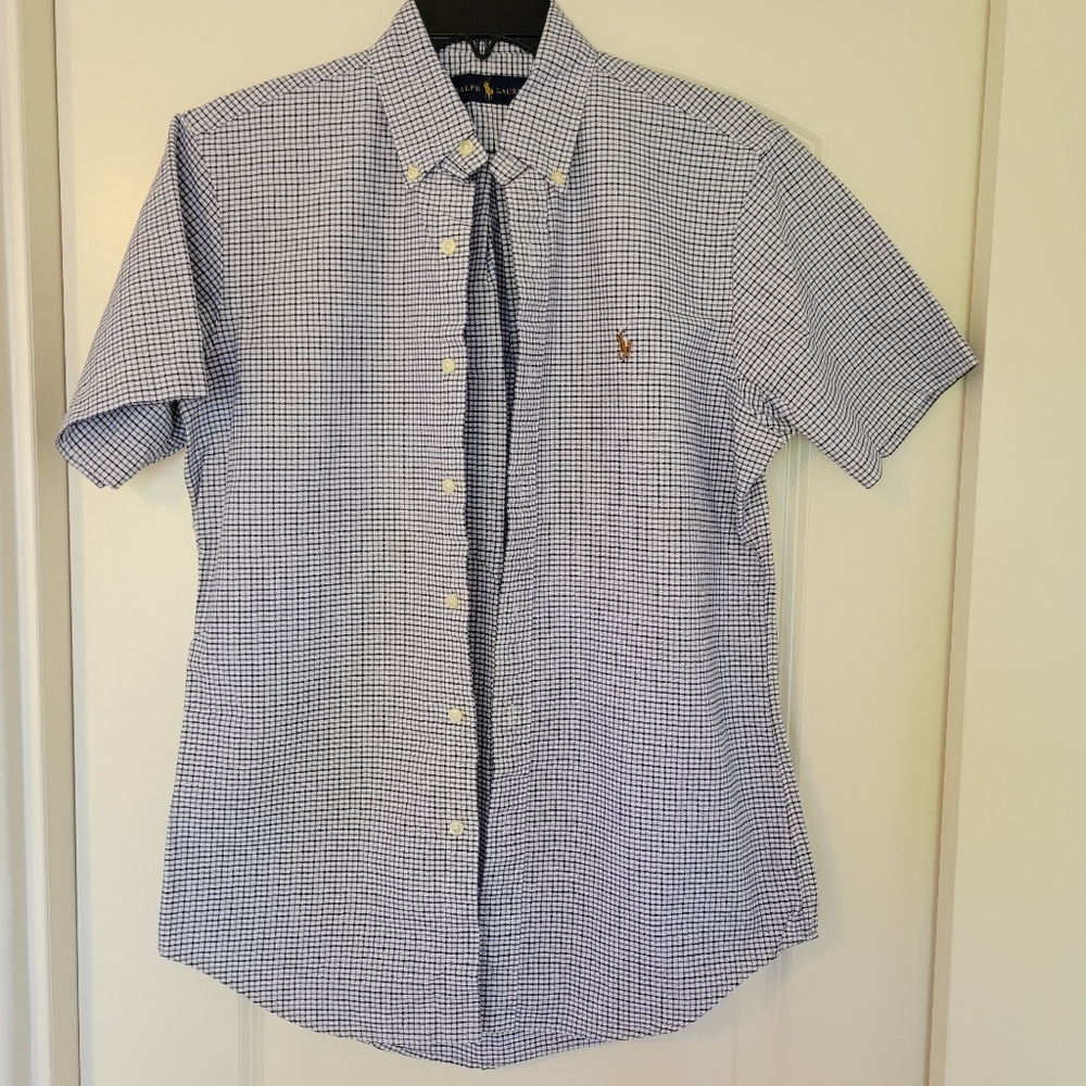Ralph Lauren Men's Blue Checkered Oxford Button Down Shirt Size Small